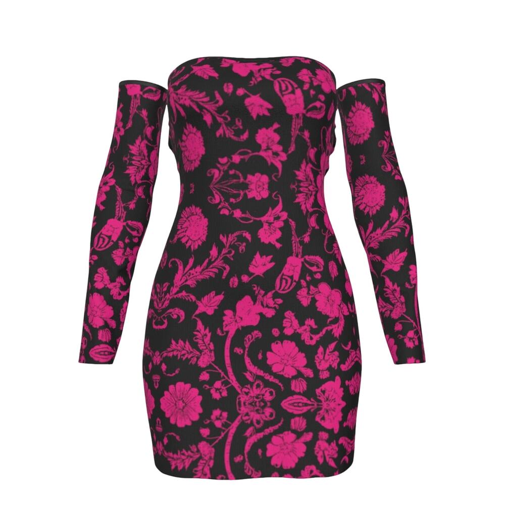 Fullbreedcustom Print Women's Off-shoulder Back Lace-up Dress